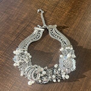 White House Black Market Silver and Pearl Necklace